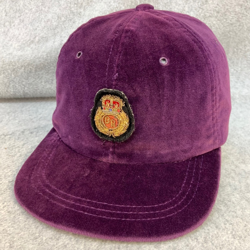 Banana Republic Metal Wire Crest Purple Velvet Velour Baseball Hat Vintage M/L